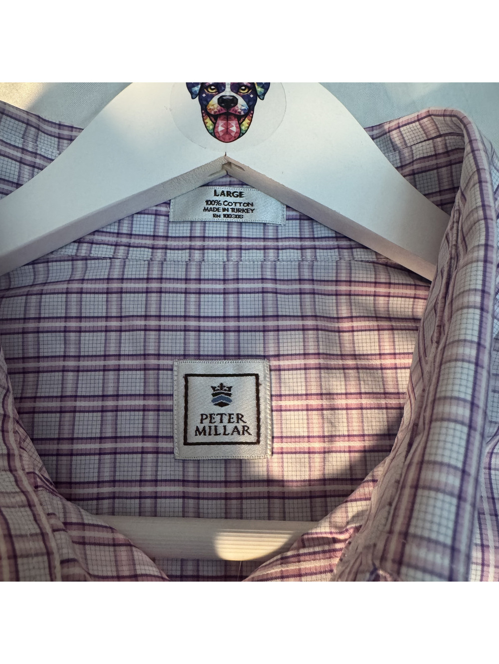 Peter Millar Men’s Large Pink White Plaid Cotton Button Down Shirt - Picture 5 of 8